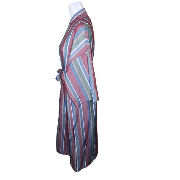 Vintage 70s John Weitz Striped Tie Waist Robe Mens One Size Red Lightweight - Picture 4 of 6